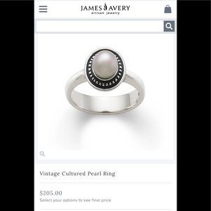 James Avery vintage cultured pearl ring